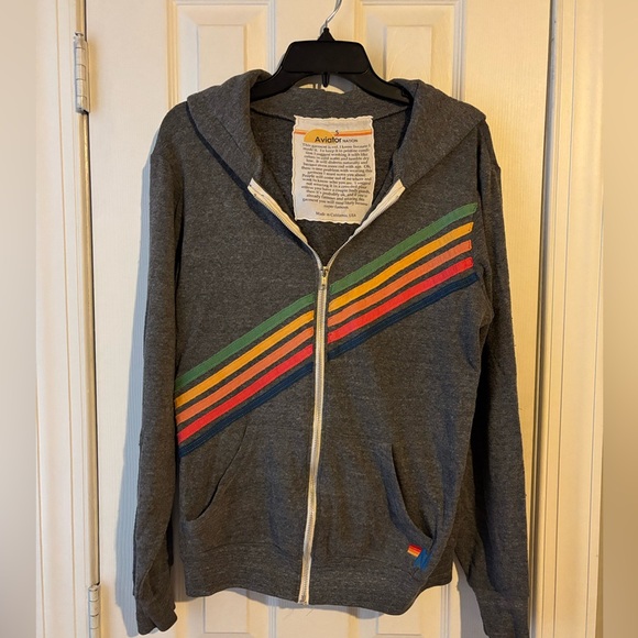 Aviator Nation 5 Stripe Hoodie - Diagonal Stripe! - Picture 2 of 9